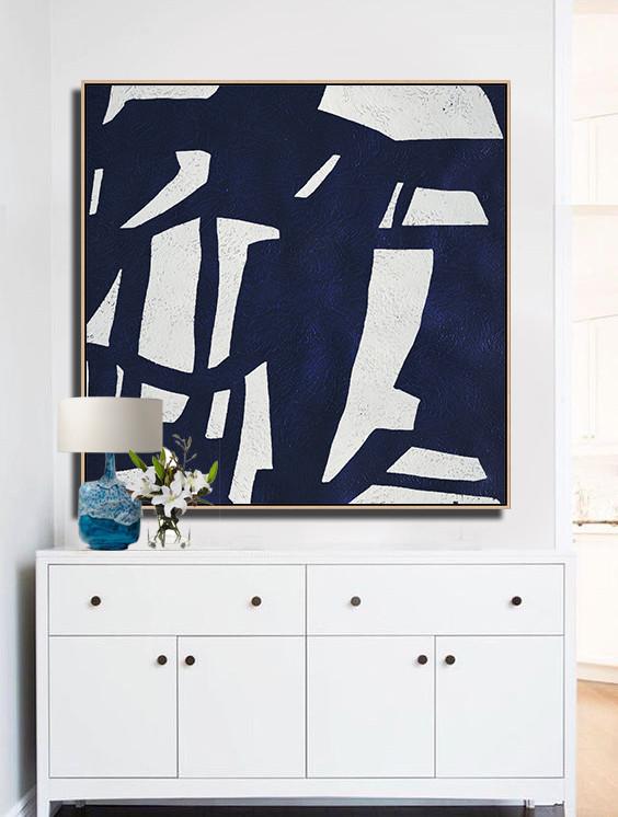 Navy Blue Minimalist Painting #NV296A - Click Image to Close